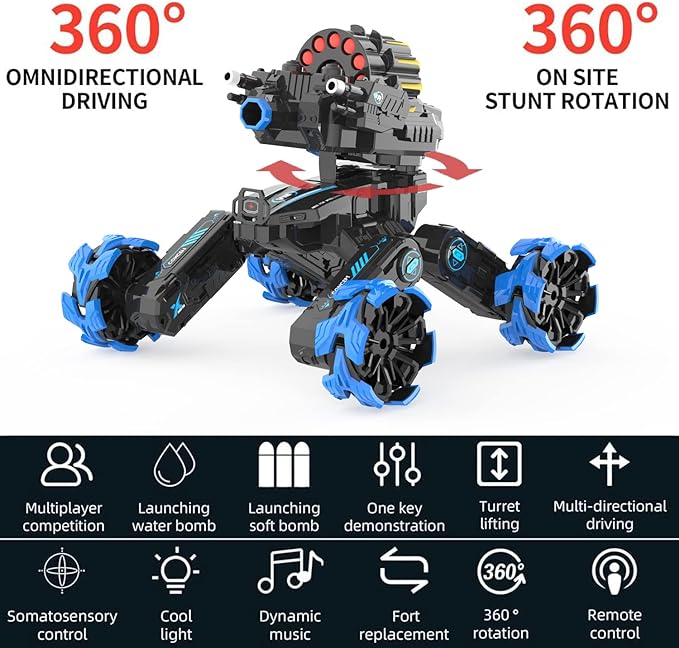 RC Monster Truck, Remote Control Monster Truck for Kids Shooting Dual Remote Truck with Soft Bullets Battle Tanks Toys, Detachable 360ø Battle Tanks Toys for Kids - Toyigo