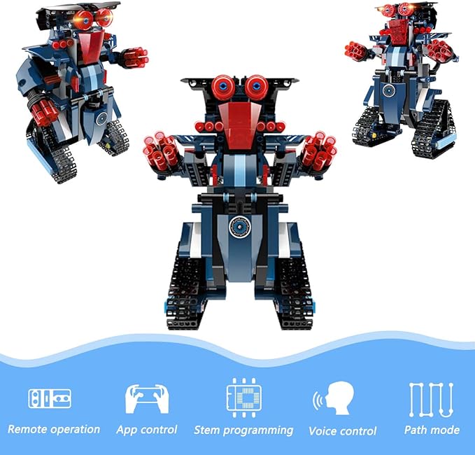 Building Block Toy RC Robot for Kids, App Controlled & Remote Control Robotic Toy for Boys and Girls, Engineering Educational Build Kit, Early Learning Birthday Gift for 8 Years and Up