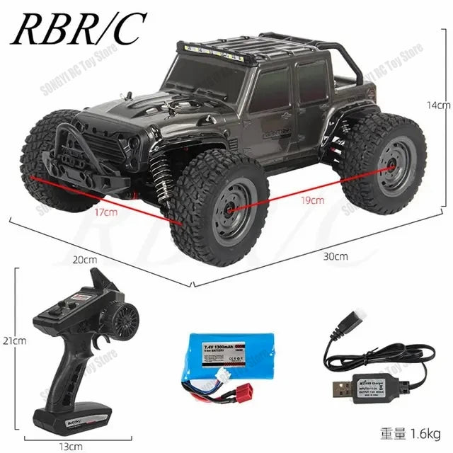 Rc Truck Cars, 16103 Fast Rc Cars, 50km/h 1/16 Off Road 4WD with LED Headlights, 2.4G Waterproof Remote Control Monster Truck for Adults and Kids - Toyigo