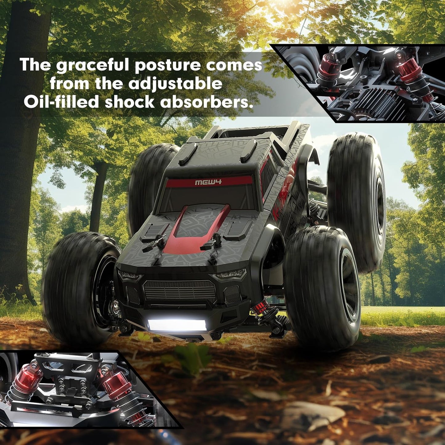 RC Truck Cars, 1/16 Brushless RC Car, 4X4 RC Offroad Trucks, Portable RC Cars Fast 42 Km/h, High Speed RC Car, Electric Stadium RC Truck for Adult - Toyigo