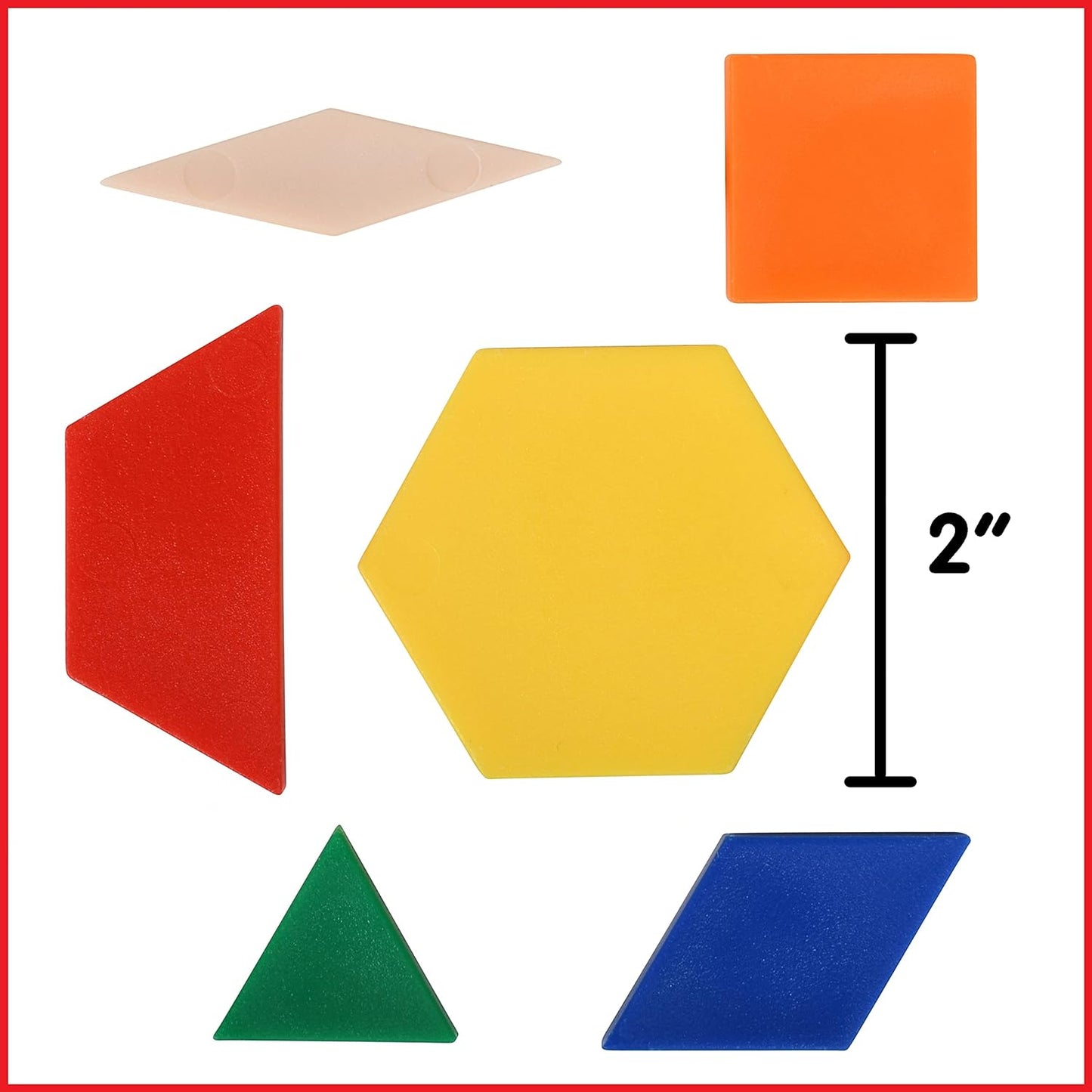 Plastic Pattern Blocks, Set of 250, Early Geometry Skills, Math Manipulative for Shape Recognition, Symmetry, Patterning and Fractions - Ages 4+