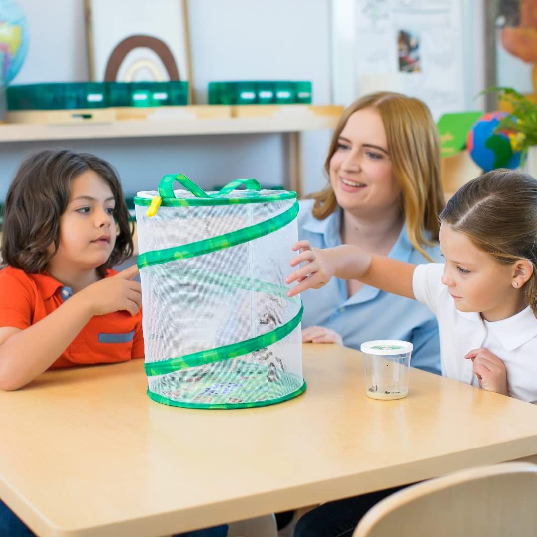 Original Habitat and Two Live Cups of Caterpillars with STEM Butterfly Journal, Life Science & STEM Education, Butterfly Science Kit - Toyigo