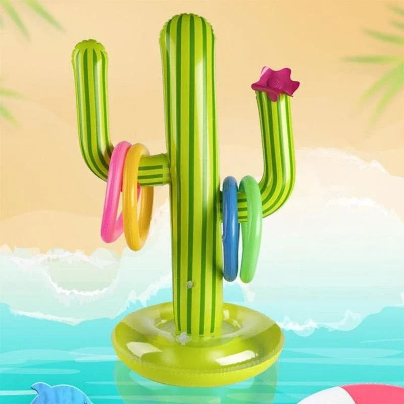 Swimming Ring Toss, Ring Toss Game Set, Inflatable Cactus Ring, Inflatable Toy, Inflatable Cactus, Outdoor Floating Supplies, Floating Supplies Inflatable Toys - Toyigo