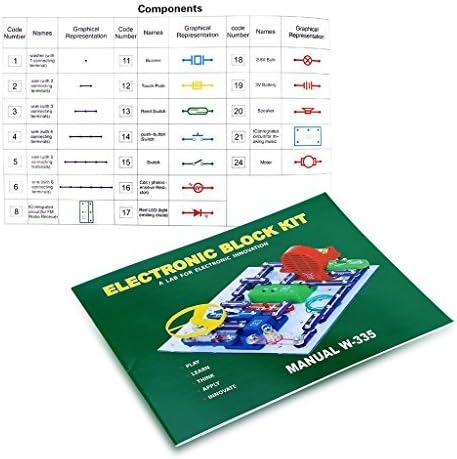 Electronics Discovery Kit, Circuits Experiments and Smart Blocks, 335 Electronics for Kids to Build DIY Electric Circuits - Toyigo