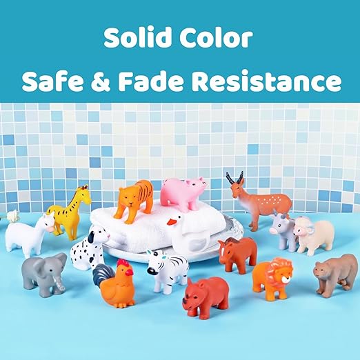 Mold Free Baby Bath Toys, for Infants 6-12& Toddlers 1-3, No Hole No Mold Bathtub Toys (Animals Combo ?, 16 Pcs with Mesh Bag)