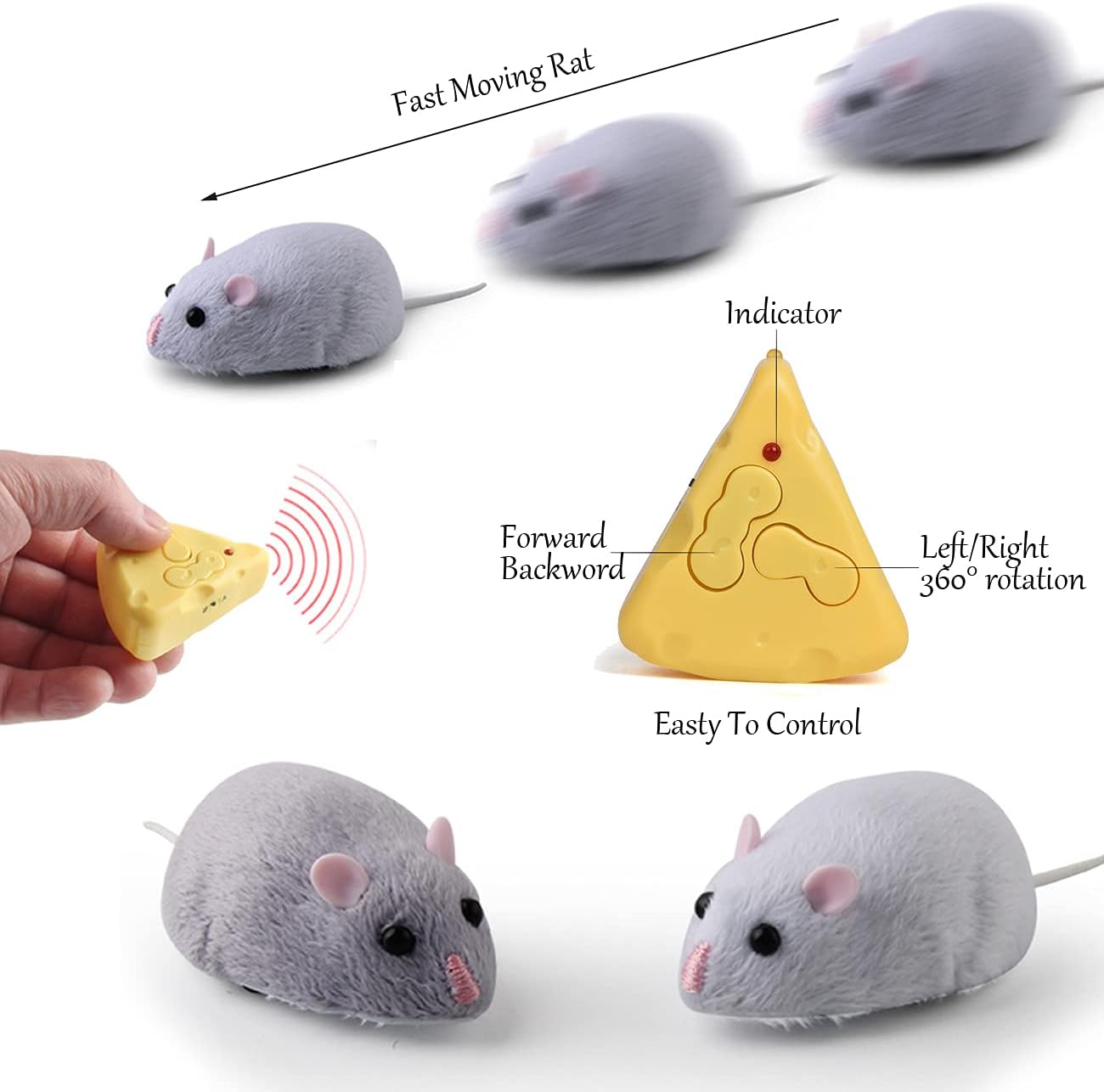 Mini RC Mice Toy, IR Remote Control Rat, Prank Toy For Cats And Dogs, Scary Remote Control Animal Prank, Trick Toy For Pets And Kids - Toyigo