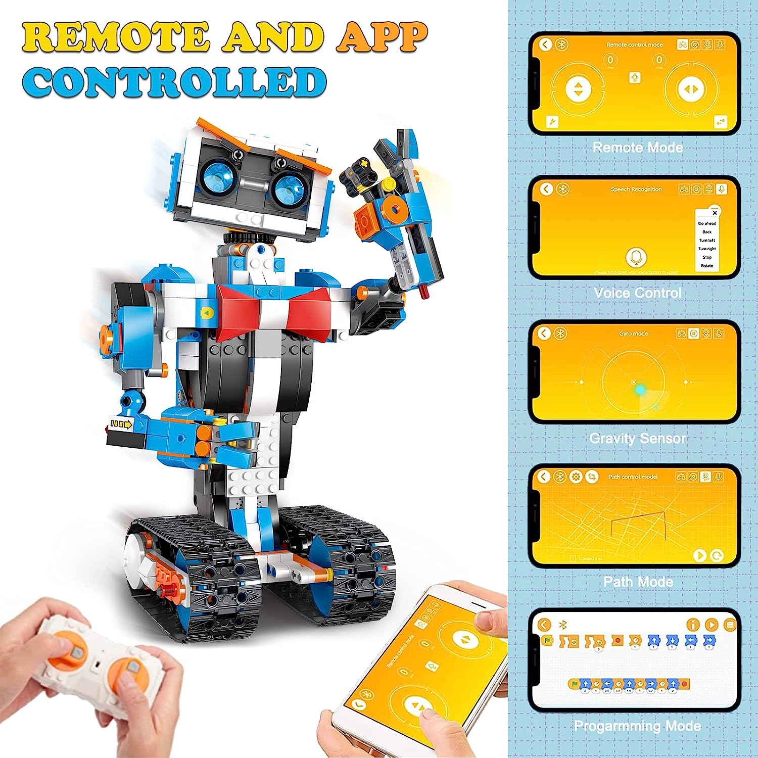 Robot Building Toys for Boys, STEM Projects for Kids Ages 8-12, Remote & APP Controlled Engineering Learning Educational Coding DIY Building Kit Rechargeable Robot Toy Gifts for Girls (635 Pieces) - Toyigo