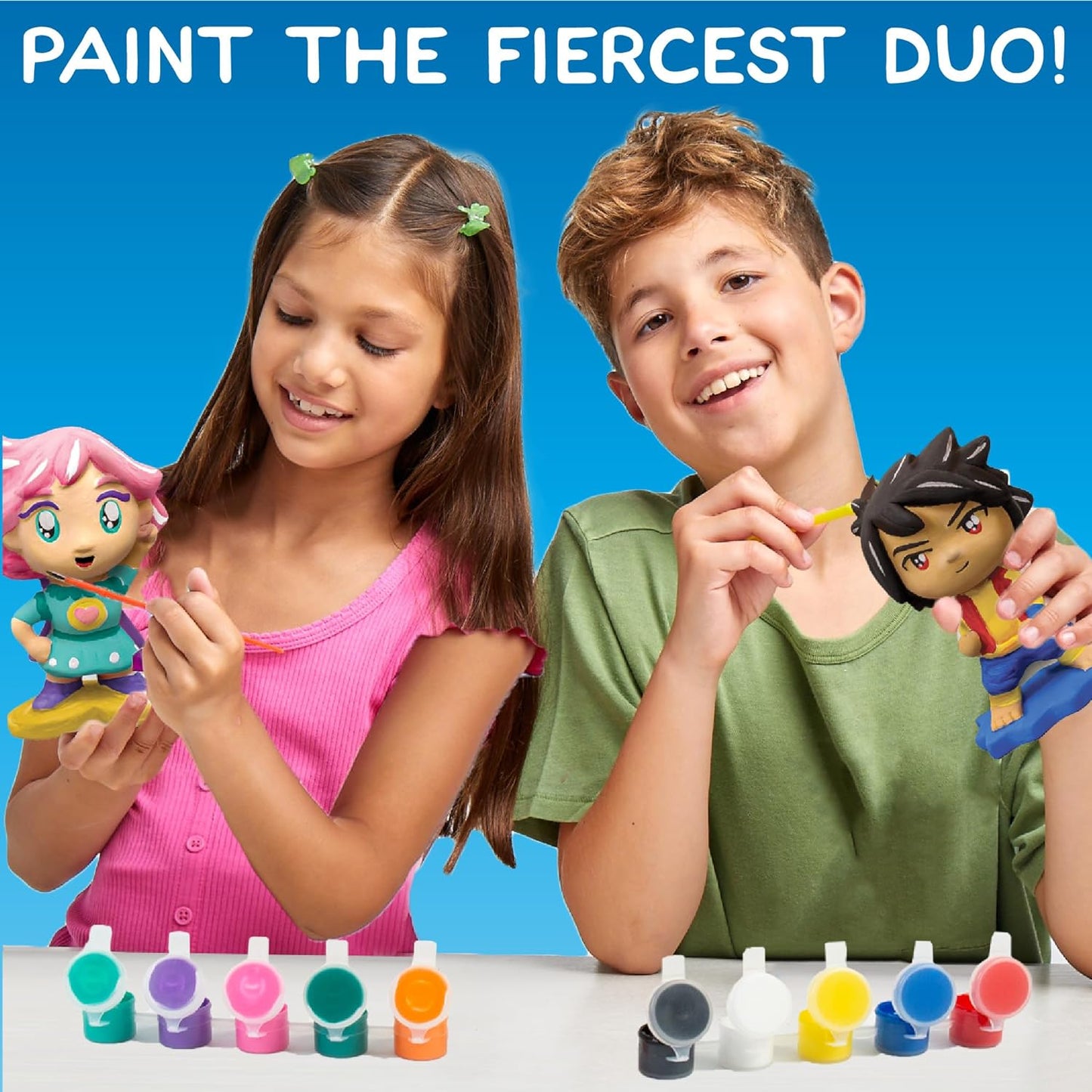 Paint Your Own Anime Figurines, Art Supplies for Anime Enthusiasts, Kids Arts & Crafts Painting Kit, Creative Toys for Kids, Arts and Crafts for Kids, Small, Multi, 2 Piece