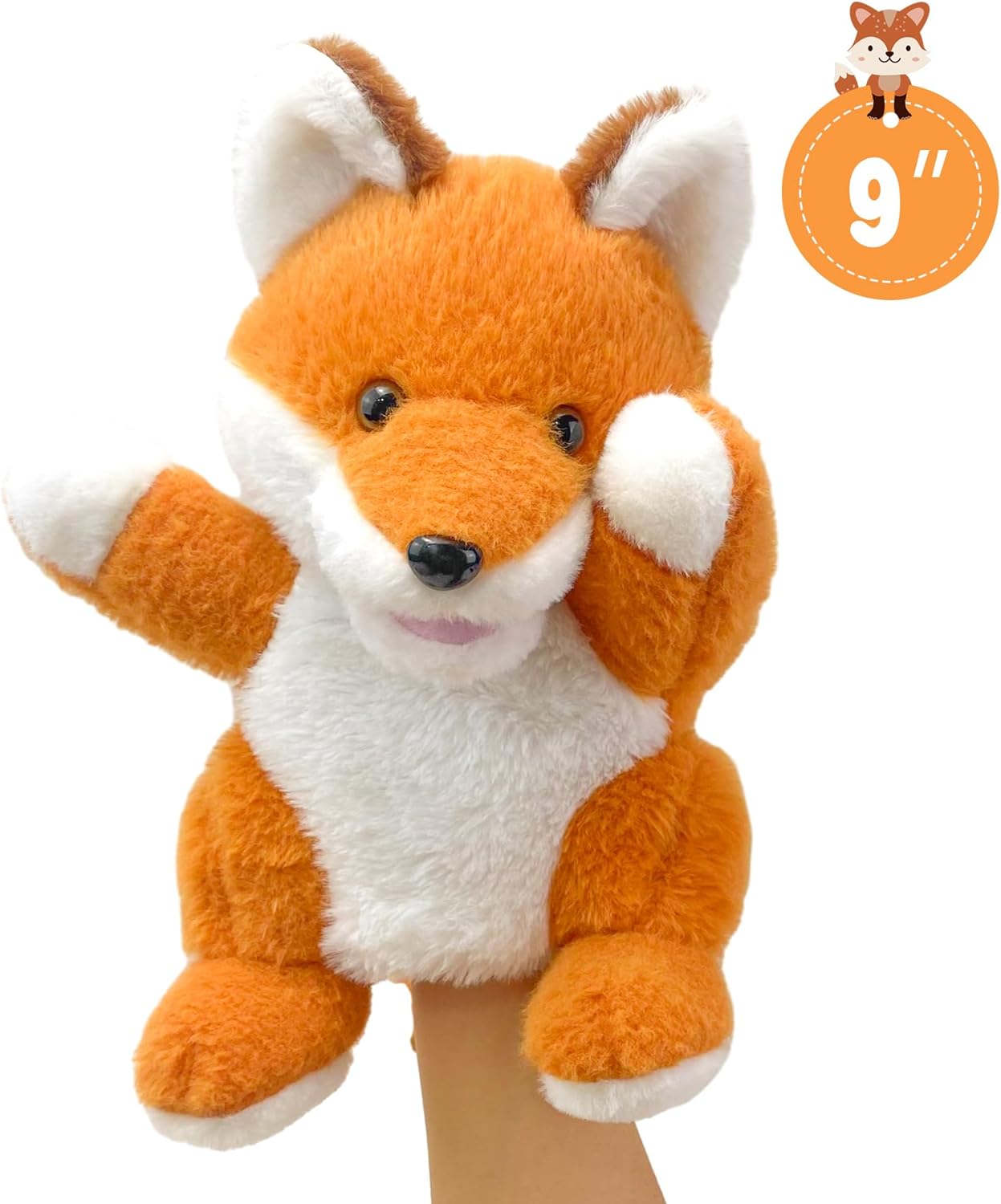 Hand Puppets Fox Puppets, 9" Realistic Stuffed Animal Puppets, Toddlers Cute Fox Stuffed Puppets for Kids with Movable Mouth, Fox Animal Hand Puppets for Adults Hand Puppets for Toddlers