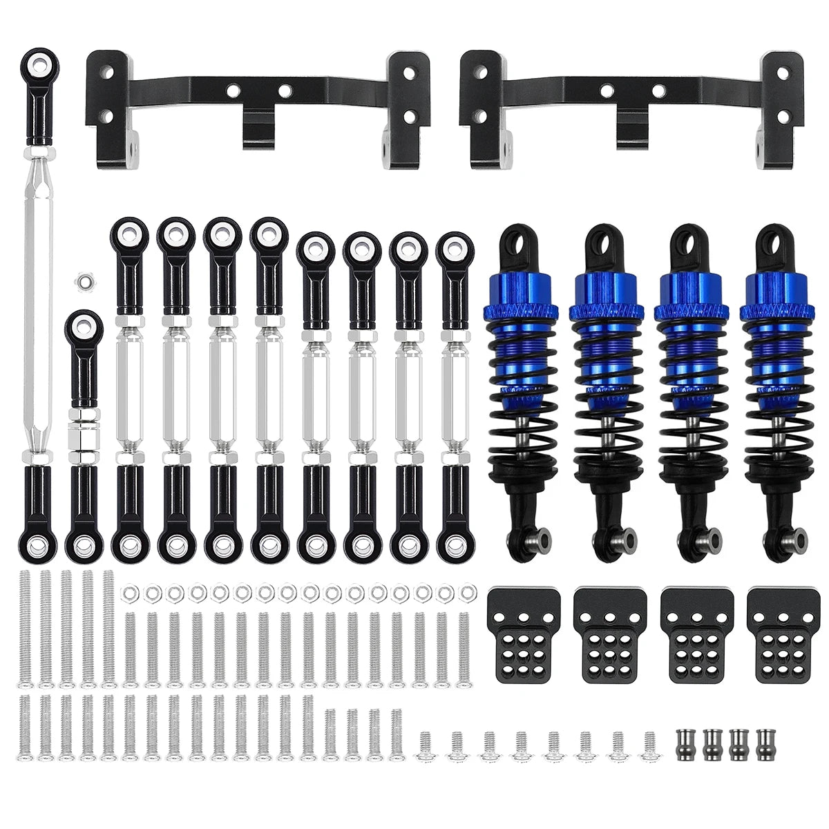 RC Car Accessories, WPL C14 C24 MN D90 MN99S Metal Chassis Link Rod Pull Rod Mount Holder Shock Absorber Sets, RC Car Upgrades Parts Accessories - Toyigo