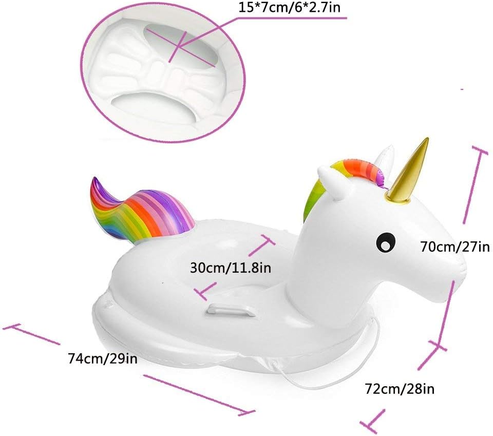 Baby Pool Float Unicorn - Toddlers Floaties Infant Inflatable Swimming Ring with Handles Aged 1-6 Years for Kids