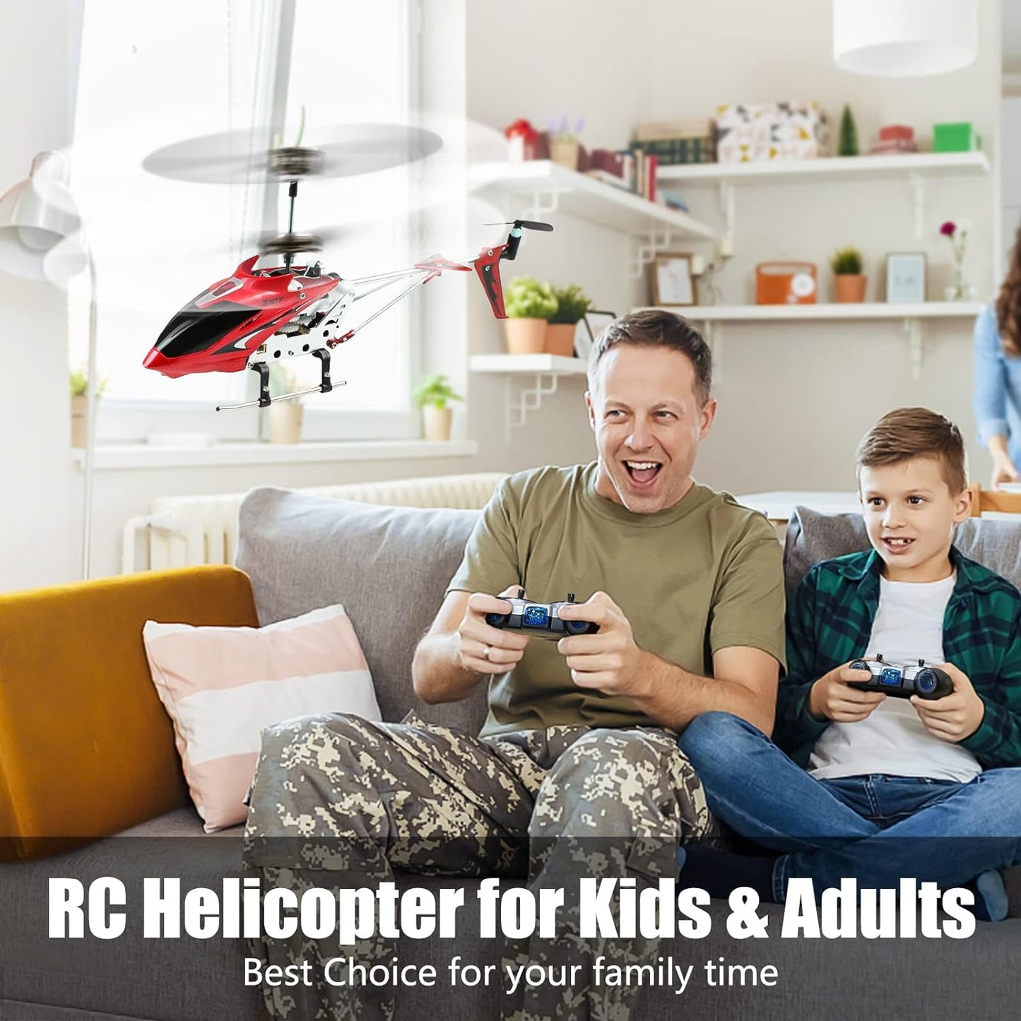 RC Helicopter, Cheerwing S107/S107G, Phantom 3CH 3.5 Channel Mini RC Helicopter, RC Helicopter with Gyro Crimson, Red - Toyigo