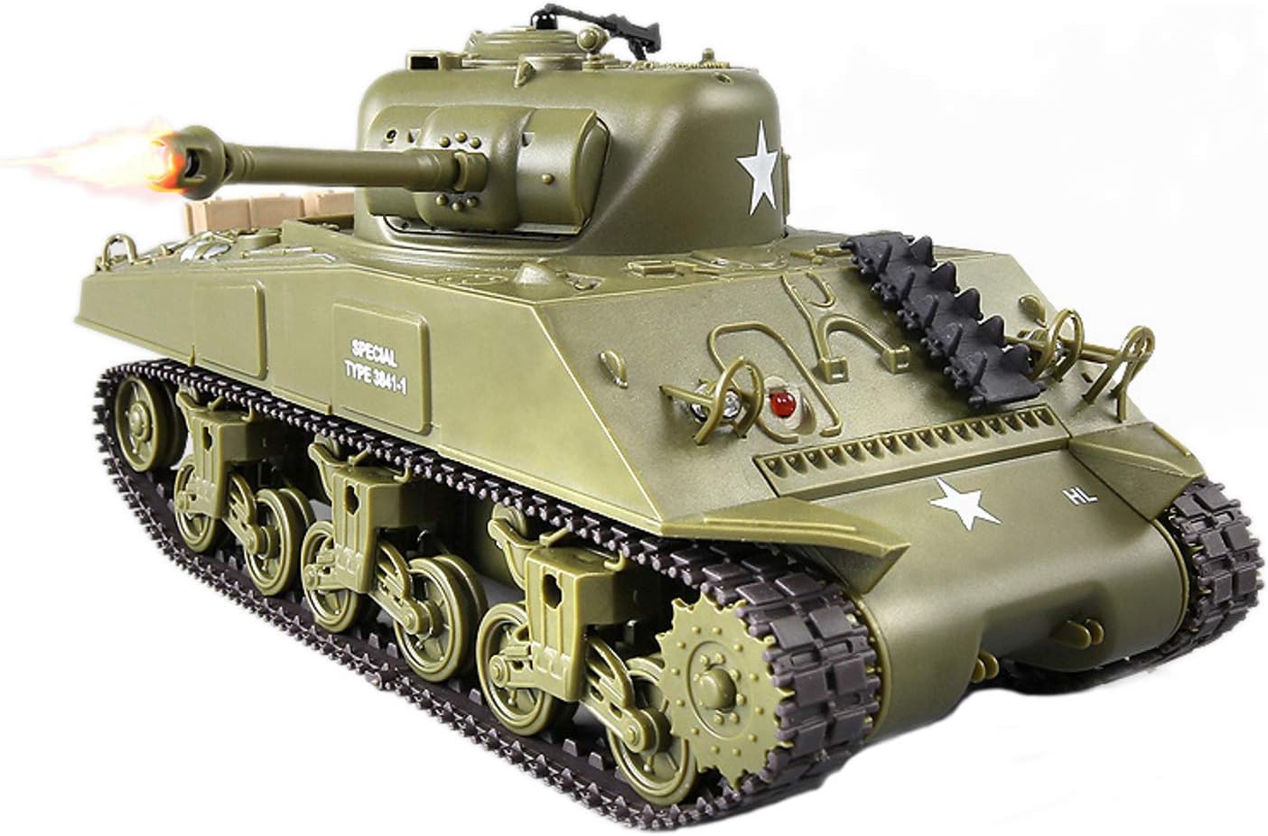 Sherman M4A3 US Medium Tank RC, Infrared Battle Panzer, 2.4GHz Remote Control Tank, 1/30 Scale Model Military Vehicle, RC Tank with Sound and Light Effects - Toyigo