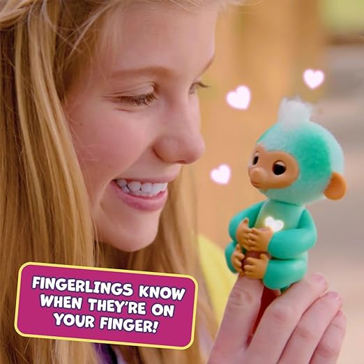 Cute Fingers walk Interactive Baby Monkey Reacts to Touch, 70+ Sounds & Reactions, Harmony (Pink)