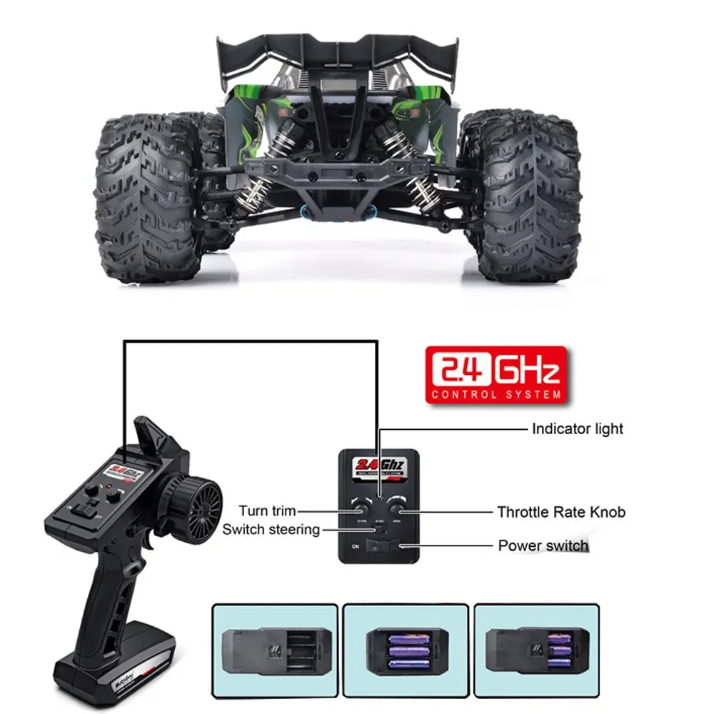 RC Truck Cars, 1:16 Scale Large RC Cars, 50km/h High Speed RC Cars Toys, 2.4G 4WD Off Road Monster Truck, Remote Control Car  for Adults and Kids - Toyigo