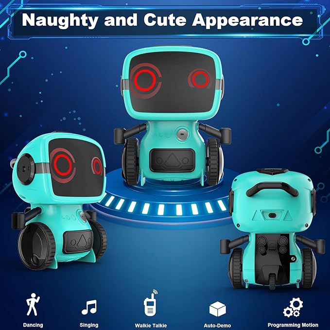 Robot Toys, Remote Control Toy with Talkie and Programming Function, Auto-Demo, Flexible RC Servo Arms, Dance Moves, Music, Shining Big Eyes Toys For Kids - Toyigo