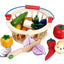 Wooden Fruit Basket Play Set with Magnetic Vegetables, Simulation Kitchen Toy for Kids