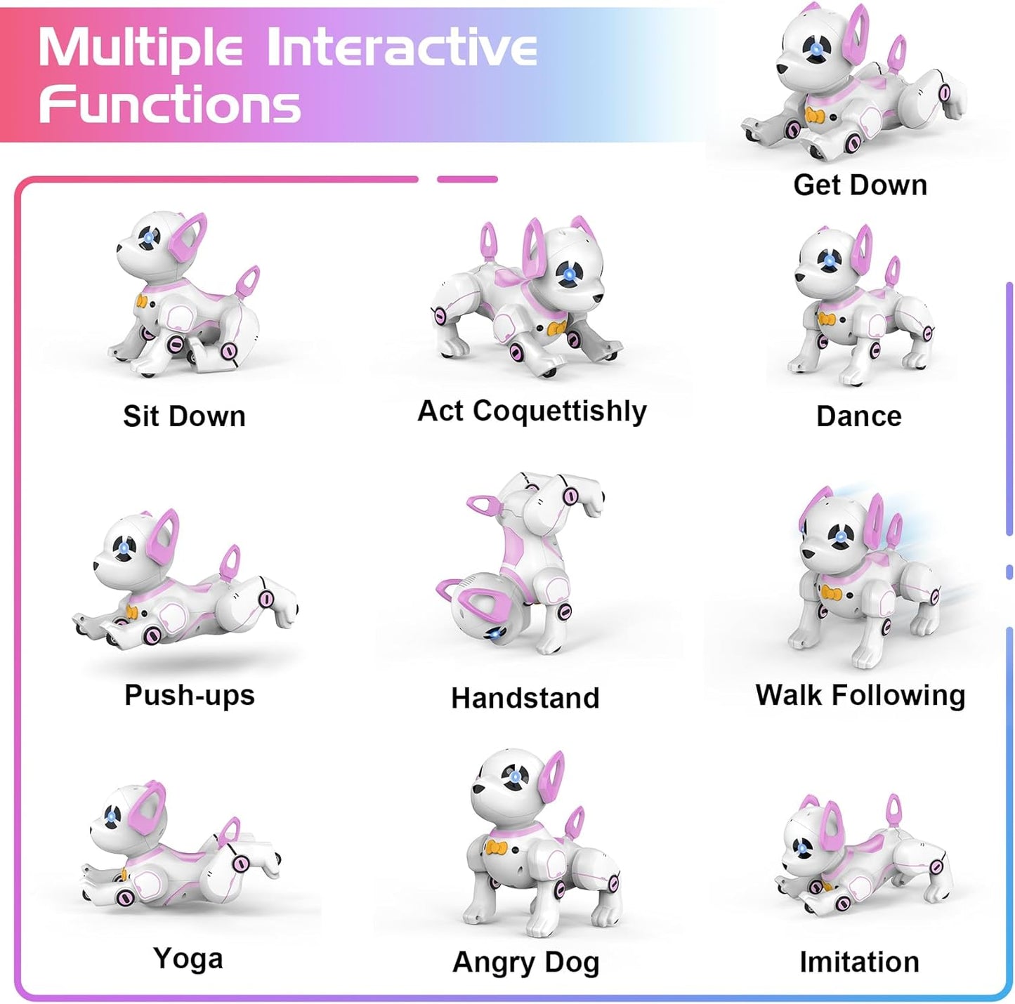 RC Car Robot Dog Toy, RC Stunt Robot Dog Toy, Remote Control Robot Dog Programmable Smart Interactive Robotic Pet, RC Dog Toy Imitates Animals Follow Functions Toys for Boys Girls RC Dog Toy for Kids