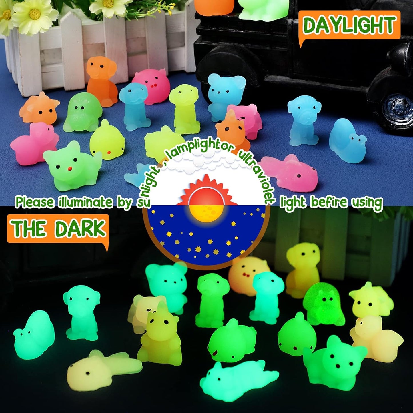 Luminous Animal Dumplings & Dinosaur Squeeze Toys ? Cute Stress Relief Gifts for Kids, Perfect for Easter Baskets & Birthday Party Favors