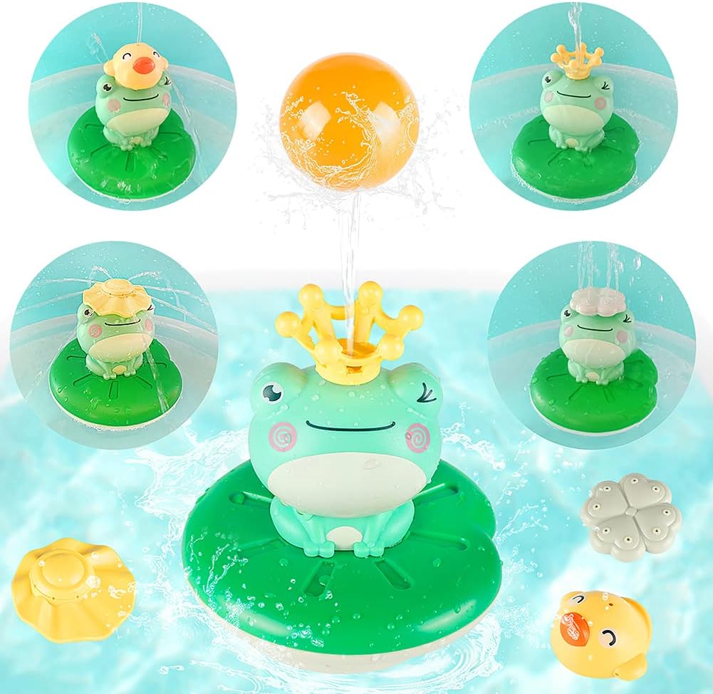 Baby Bath Toy, Frog Electric Water Spray Bath Toy, 4 Spray Modes Swimming Sprinkler for Toddlers 1-3+ Years