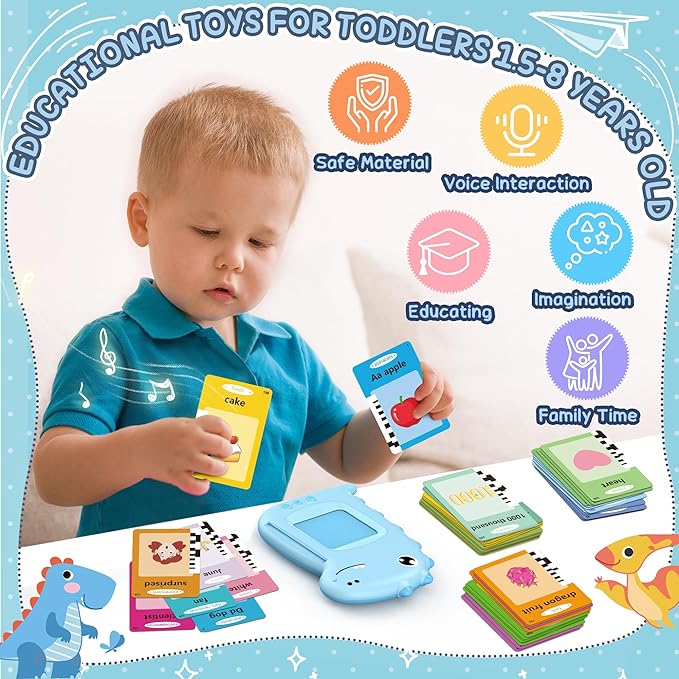 Toddler Toys Talking Flash Cards, Learning Toys for 1 2 3 4 5 Year Old Boys and Girls, Kids Gifts Educational Montessori Pocket Speech Therapy Autism Sensory Toys 336 Sight Words - Toyigo