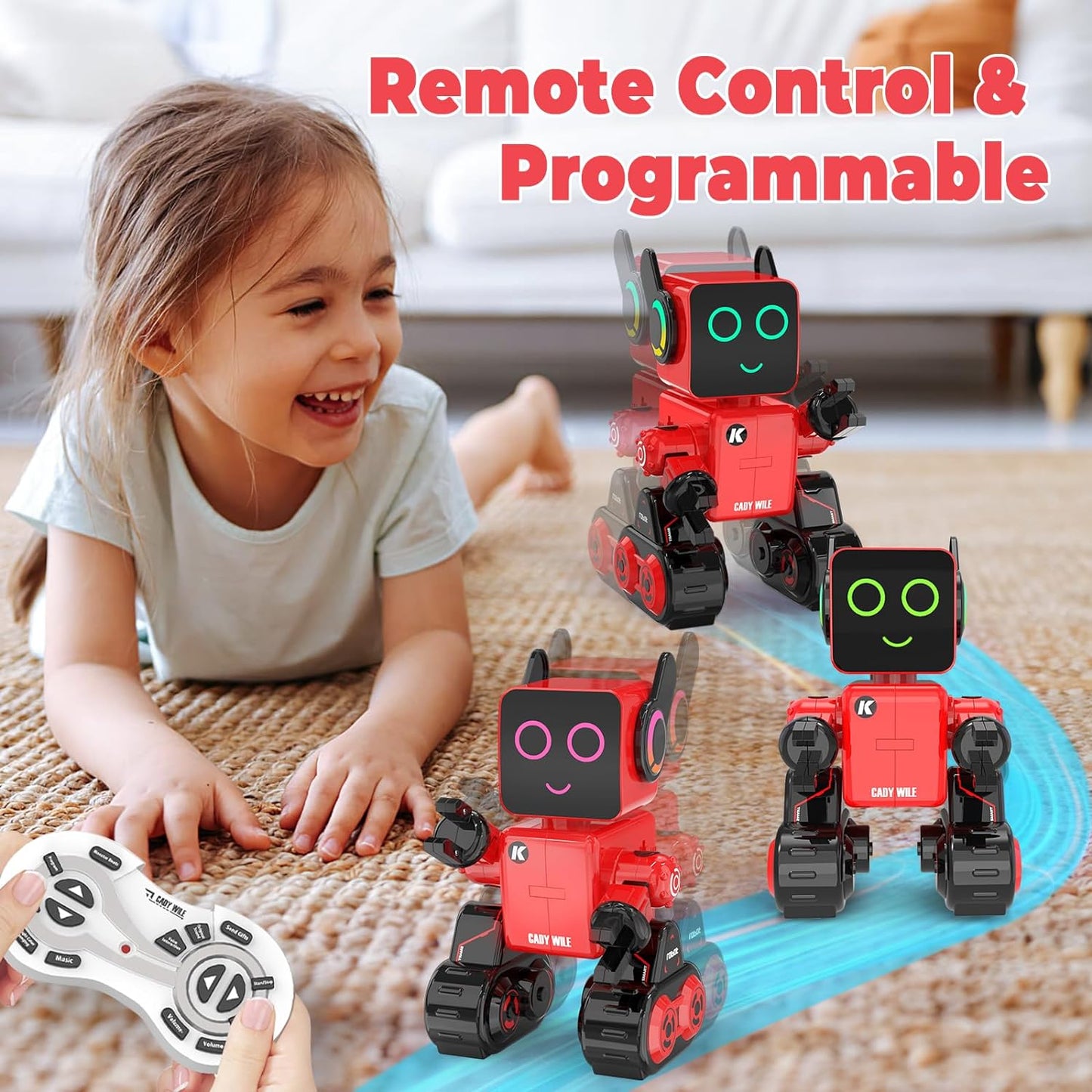 Robot Toys for Kids, Smart Robot with LED and Tray, Programmable Remote Control Robot, Interactive Toys with Coin Bank, Walking Talking Singing Dancing Robot Gift for Boys Girls