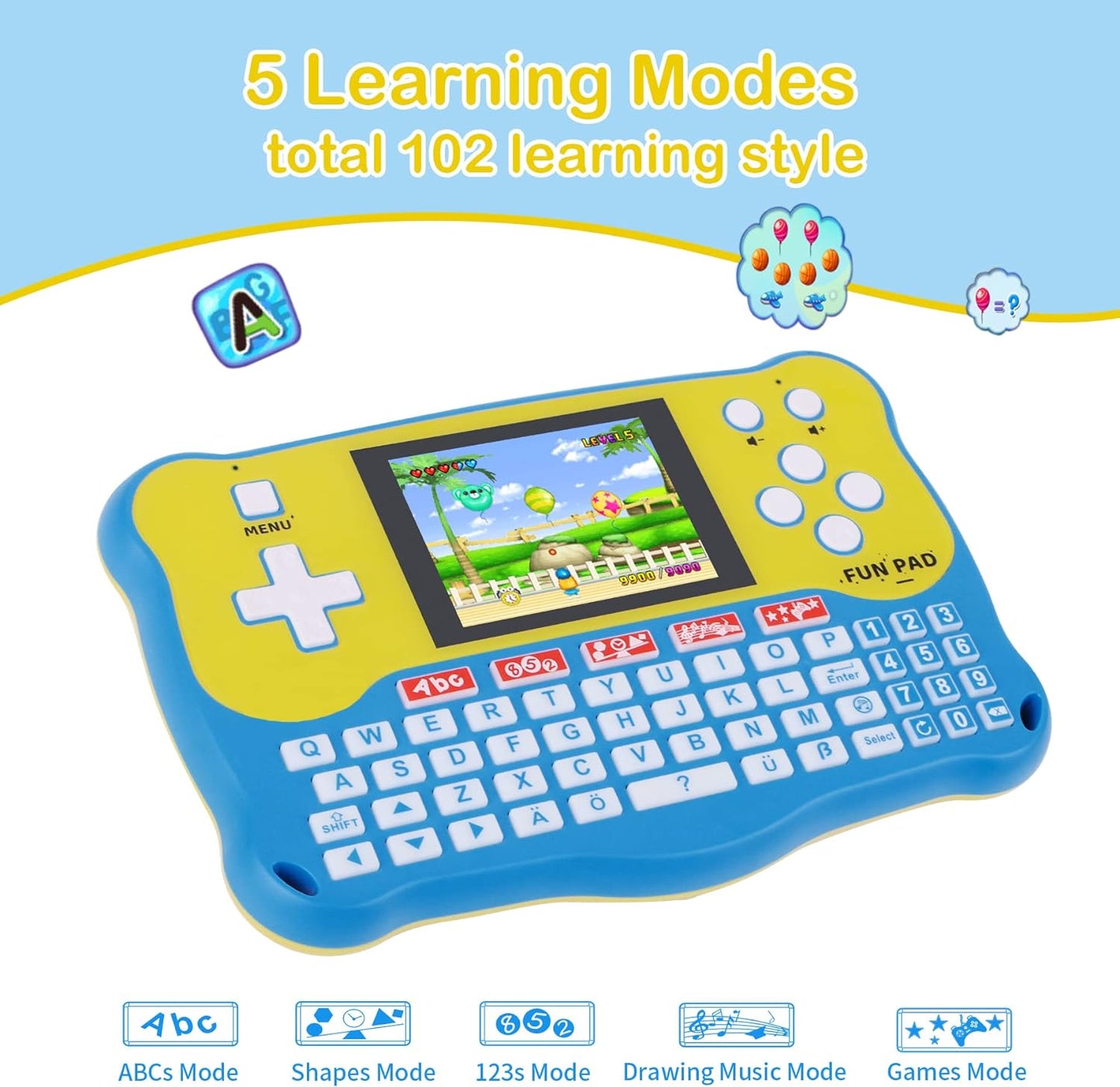 Baby Learning Pad, Kids Tablet with 102 Activities, Learning Pad with Math Activities, Interactive Educational Electronic Toys, ABC Alphabet Tablet, Gifts Handheld Game for Preschool Boys  Girls Ages 3-12 for Kids - Toyigo