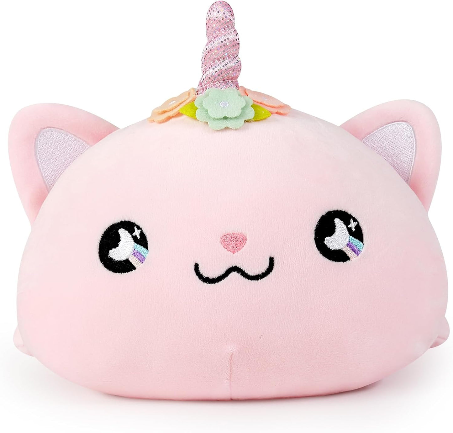 Cute Kitten Unicorn Plush Toy, Stuffed Animal Kitty, Soft Anime Cat Plush Pillow for Kids (Pink Unicorn Cat, 12")