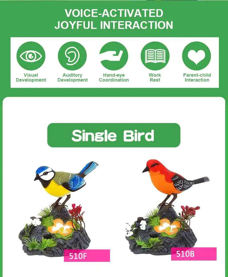 Electric Birds Toys, Electric Bird Pet Toy , Voice Controlled Electronic Animal Pets, Garden Display Children's Toy Gifts, Pen Holders Office Home Decor Ornament Kids Birthday Gifts - Toyigo