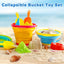 Collapsible Beach Toys, Sand Toys for Toddler Kid with 3 Collapsible Sand Bucket Shovel Molds, Sandbox Toy for Kid Toddler, Travel Beach Foldable Bucket for Age 3-4-5-6-8-10