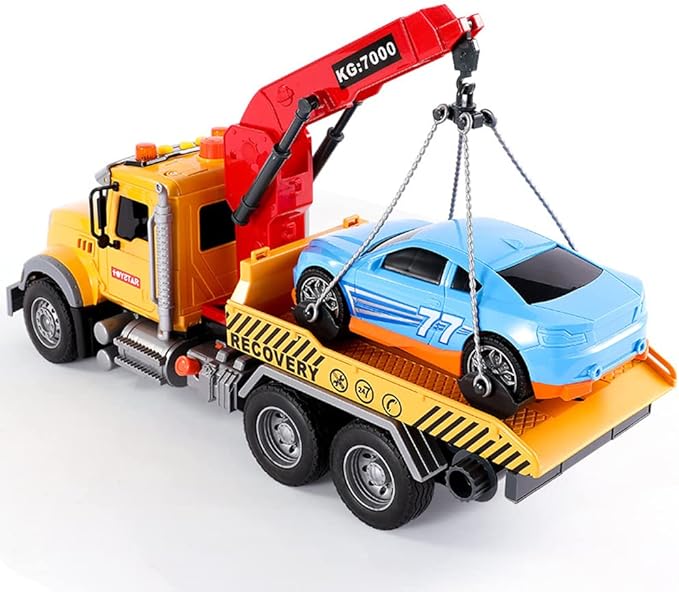 Truck Toy, Large Truck Toy, 1/18 Boy Toy 9 inches, 3 different scene sound effects Big Rescue Tow Truck For Kids - Toyigo