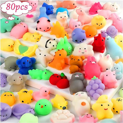 80pcs Mochi Squishy Toys, Mini Fidget Toys, Bundles Party Favors for Kids, Gift for Easter Basket Stuffers, Egg Fillers, Birthday Classroom Prize Pinnate Christmas Stocking