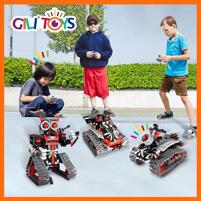 Remote Control, STEM Building Kit GILI Robot Building Remote Control  3 in 1 Educational Toys for 6 7 8 9 10 11 12 + Year Old Boys Birthday Gifts Tracked Racer Car Tank Robotics for Kids - Toyigo