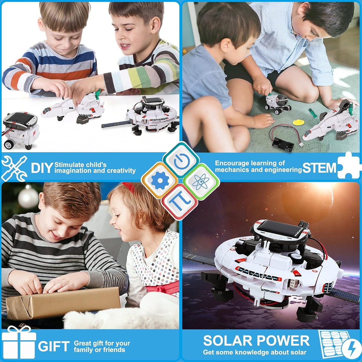 STEM Toys 6-in-1 Solar Robot Kit, Learning Science Building Toys, Educational Science Kits, Powered by Solar Robot for Kids 8 9 10-12 Year Old Boys Girls Gifts