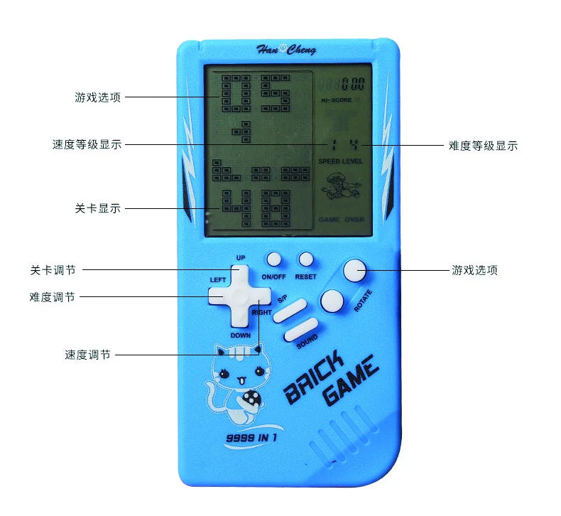 Mini Portable Retro Handheld Console, Retro Big Screen Brick Game, Children Classic Pocket Nostalgic Play BRICK Game Machine Educational Toys Puzzle Game - Toyigo