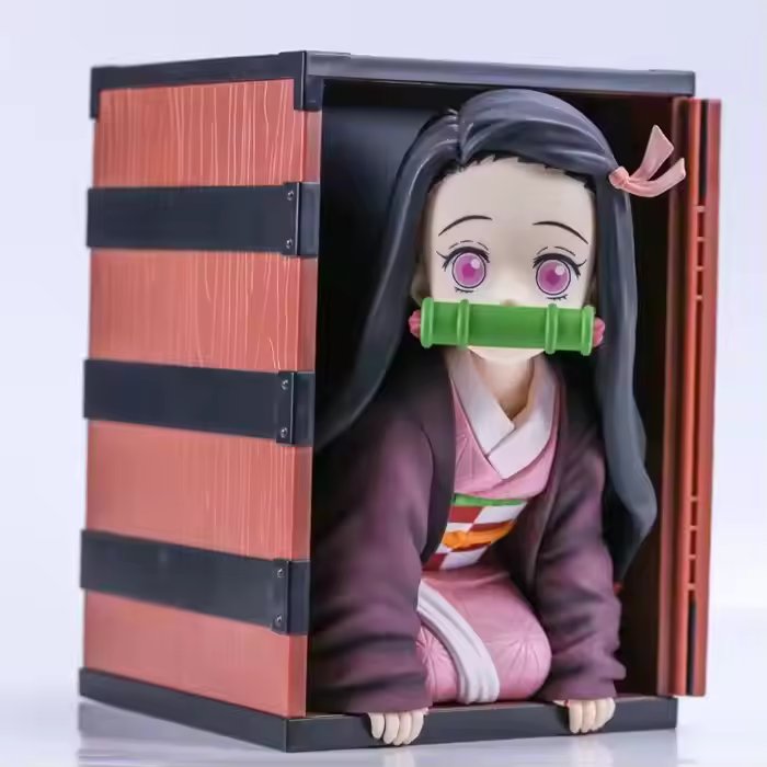 22CM Demon Slayer Kamado Nezuko Figures Popcorn Box Model Doll PVC Anime Figure Statue Manga Decor Gift Toys