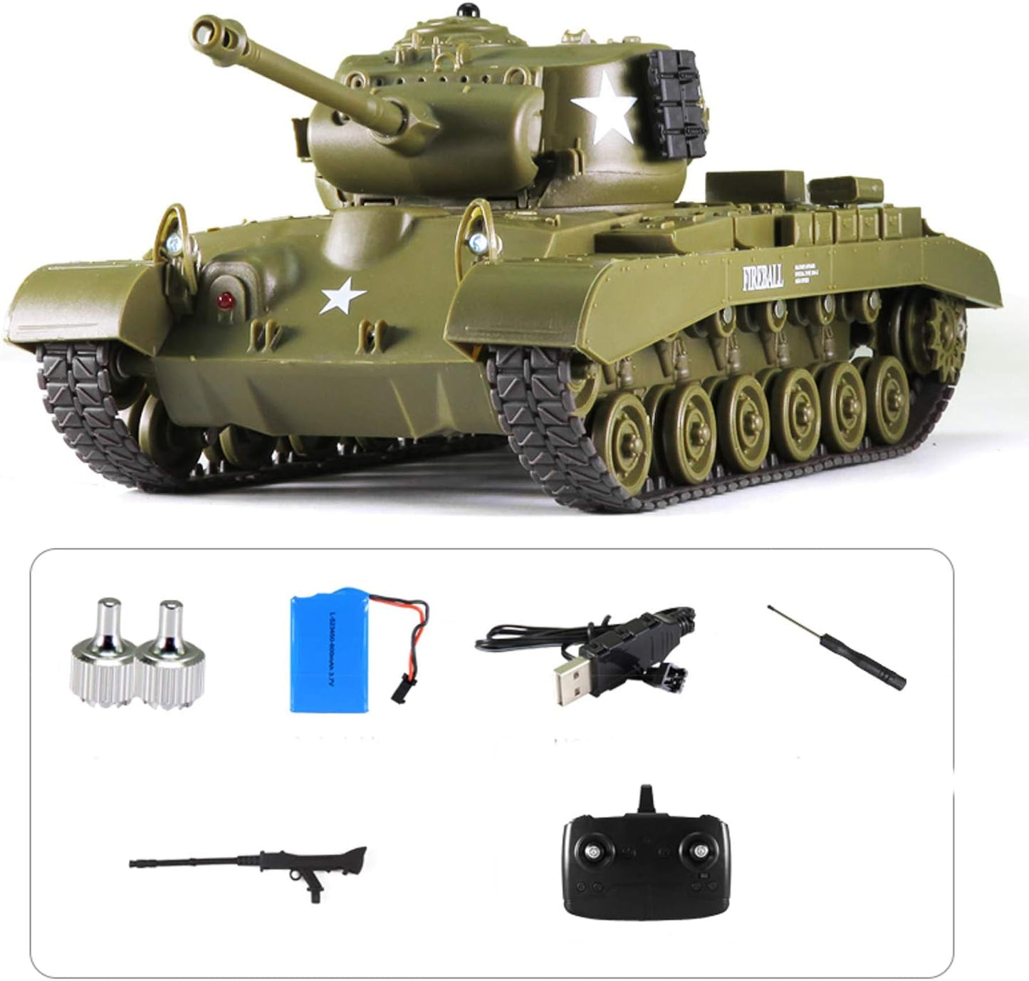 Pershing M26 US Heavy Tank RC, 2.4GHz Remote Control Tank, Infrared Battle Panzer, 1/30 Scale Model Military Vehicle, RC Tank with Sound and Lights - Toyigo