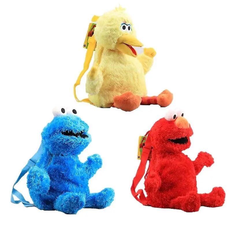 Plush Backpack Bag Toy, Big Bird Plush Bag Toys, Red Elmo Bag Toys, Blue Cookie Guy Bag toys, Mini Backpacks for Toddler, Boys, and Girls, School or Travel - Toyigo