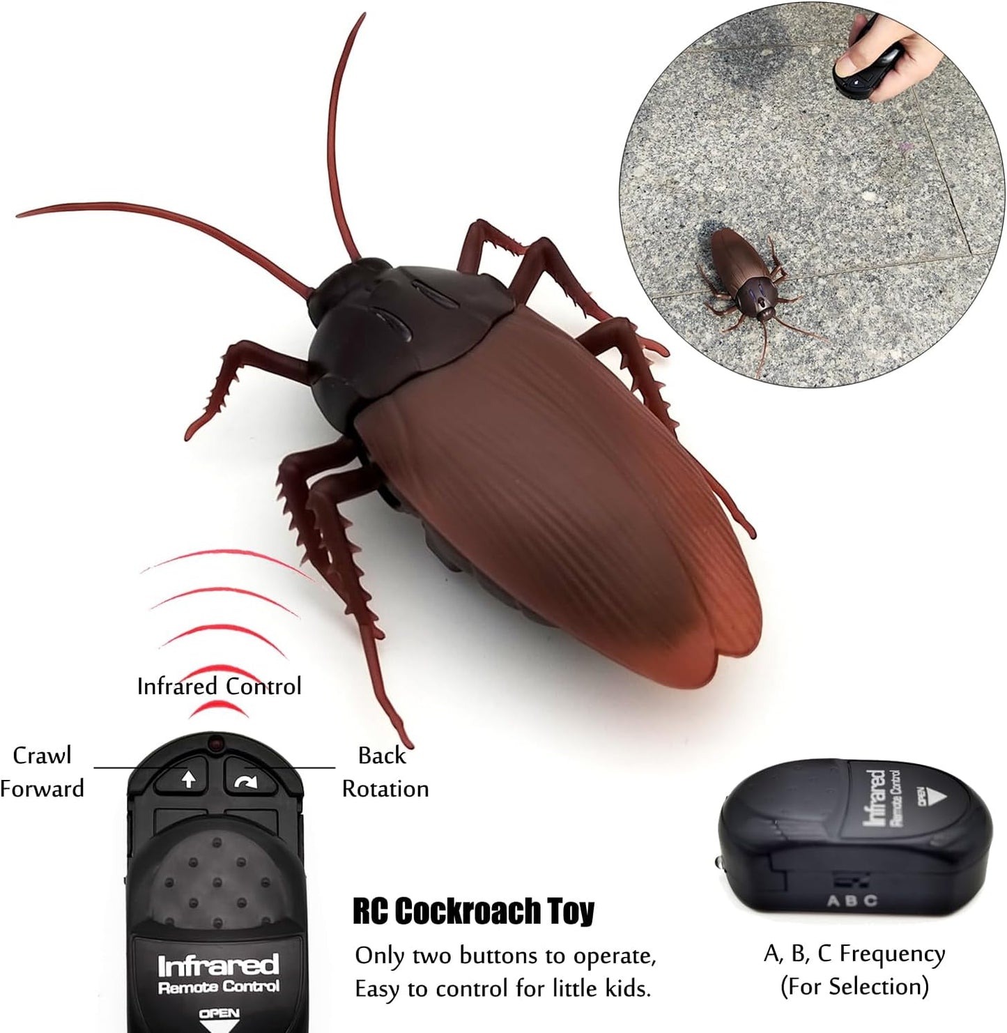 Cockroach Remote Control Car, Electronic Bug Toy, Realistic Cockroach Toy, Cat Pet Kids Gift, Remote Control Bug Vehicle, Cockroach RC Toy - Toyigo