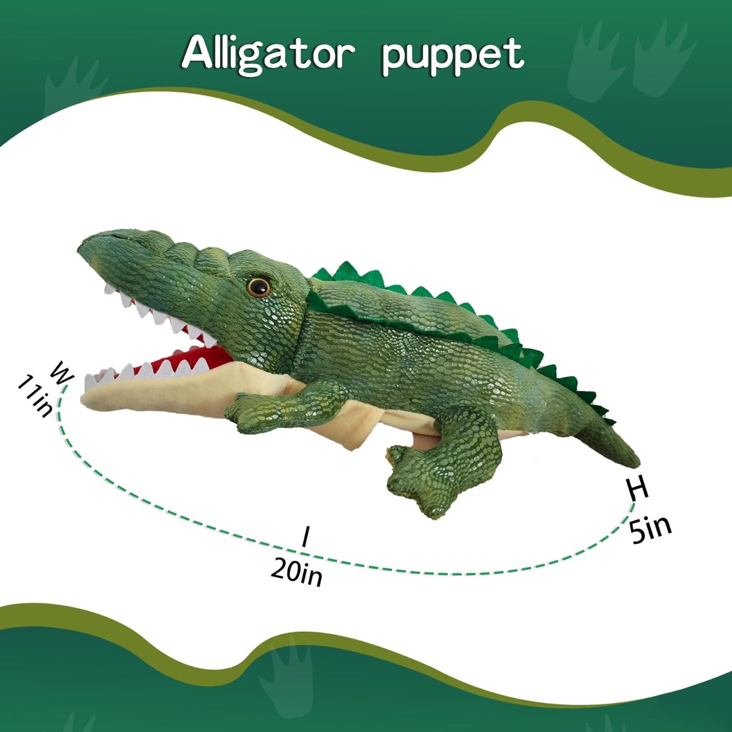 Puppet Hand Puppet Crocodile Puppets, Large Creatures with Movable Mouth Puppet, Role Play Story Animal Puppets, Soft Stuffed Crocodile, Hand Puppets for Kids Ages 4-8