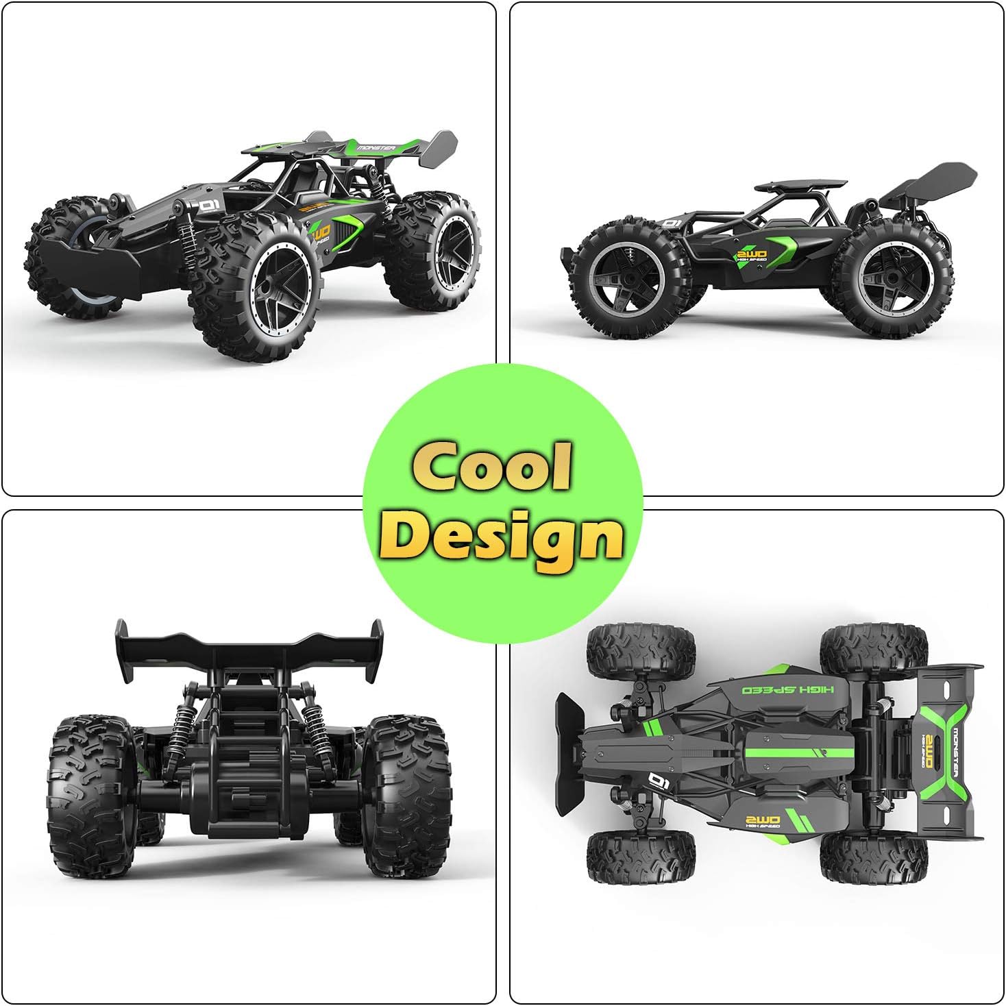 Remote Control RC Cars, Easter Basket Stuffers Toy Cars for Boys and Girls, 1:18 2WD Monster RC Truck High Speed Racing Car,  Gifts for Kids(Black Green) (White Blue) - Toyigo