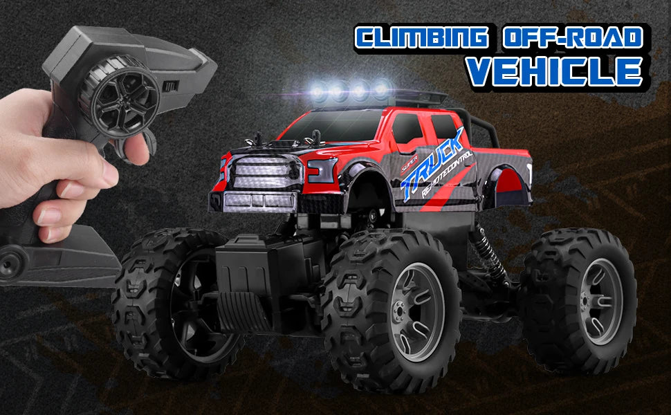 New Radio Control RC Truck Car, 4WD Off-Road Remote Control Vehicle, LED Light Outdoor Cars Toy, Cross-border Four-Wheel Drive Off-Road Vehicle, Rock Climbing RC Car,Boys Outdoor Toy,2.4G Wireless Handle Remote Control Car