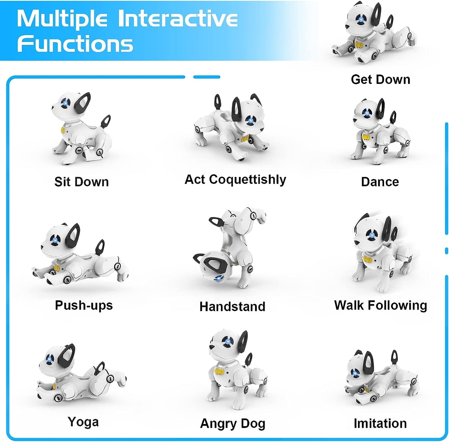 Remote Control Robot Dog Toy, RC Dog Programmable Smart Interactive Robotic Pets, RC Stunt Robot Toys Dog Imitates Animals Music Dancing Handstand Push-up Follow Functions for Boys Girls Toy - Toyigo