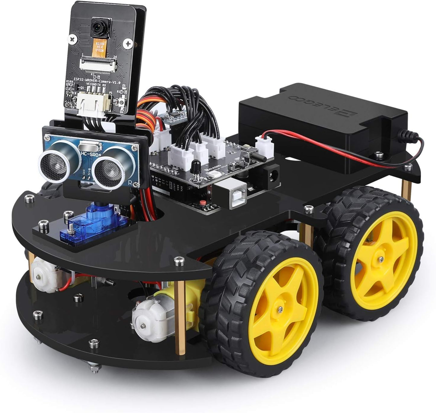 UNO R3 Smart Robot Car Kit v4, Owl Smart Robot Car Kit, Compatible with Arduino, Ultrasonic Sensor, STEM Toys Electronic Building Kit,  Science | Coding | Programming Set, Gifts for Kids, Adults