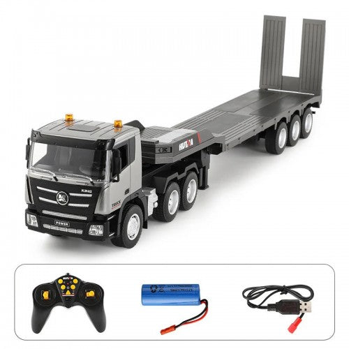 1:18 RC Tractor Truck 9CH Remote Control Car with Flatbed Trailer - Assembled and Painted Hobby Model