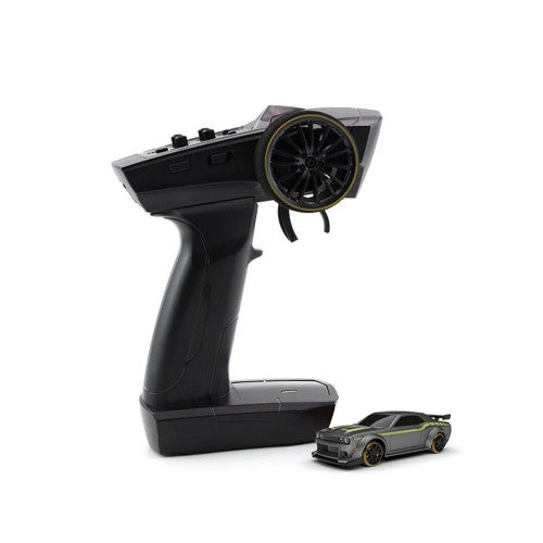 1:76 Scale RC Car with Gyro Mini Full Proportional RTR 2.4GHz Remote Control, 2 Replaceable Body Shells (C65-GREY)