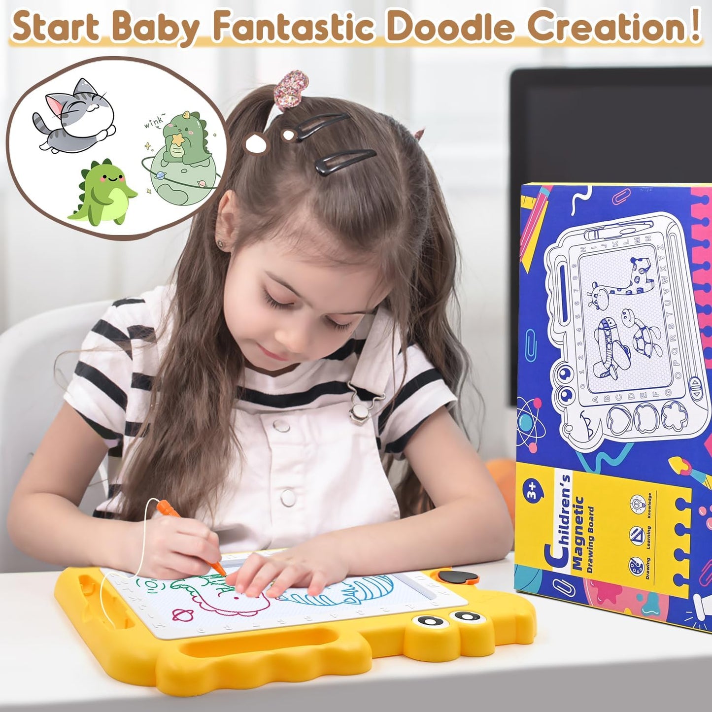 Magnetic Drawing Board, Toddler Toys, Travel Size Doodle Pad, Erasable Sketching Pad, Writing Pad for Kids, Educational Learning Kids Toys, Sketching Writing Pad for Kids in Car, Gift for 3-5 Year Old Girls Boys - Toyigo