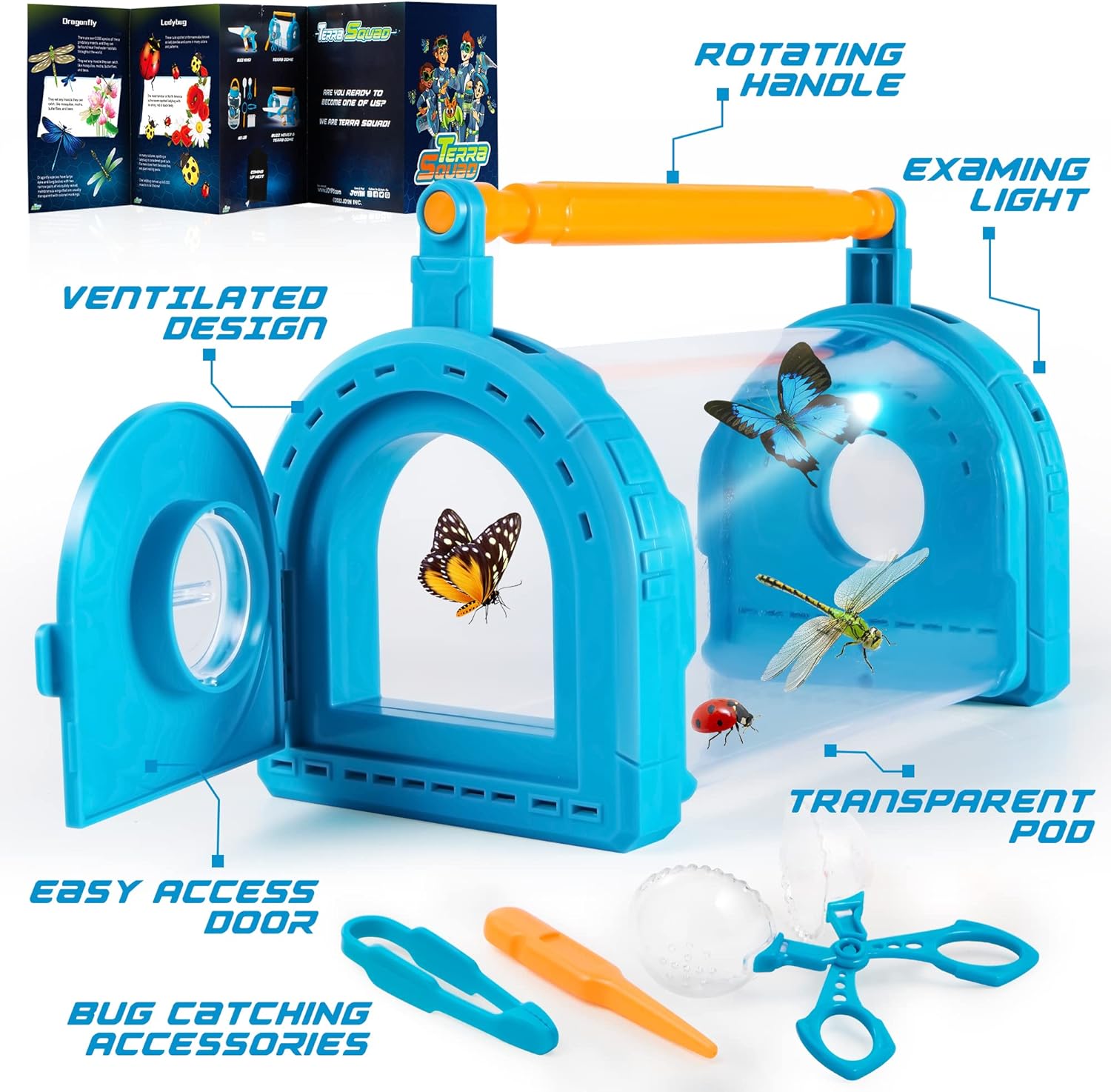 Bug Catcher Kit for Kids, Light Up Critter Habitat Box for Indoor/Outdoor Insect Collecting, Includes Bug Tong, Tweezer, Activity Booklet, and Pipette - Gift for Boys and Girls - Toyigo