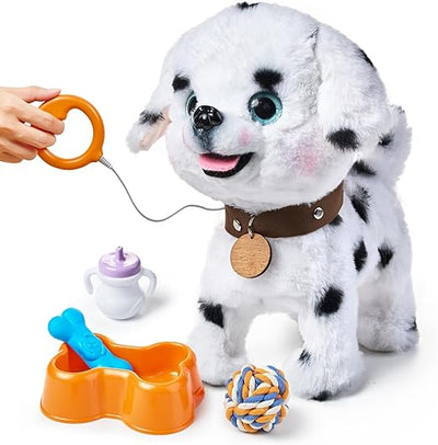 Walking Barking Toy Dog with Remote Control Leash, Plush Puppy Electronic Interactive Toys for Kids, Shake Tail, Pretend Dress Up Realistic Stuffed Animal Dog Age 3 4 5+ Years Old