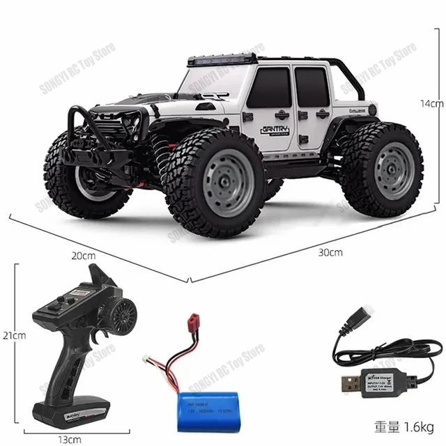 Rc Truck Cars, 16103 Fast Rc Cars, 50km/h 1/16 Off Road 4WD with LED Headlights, 2.4G Waterproof Remote Control Monster Truck for Adults and Kids - Toyigo